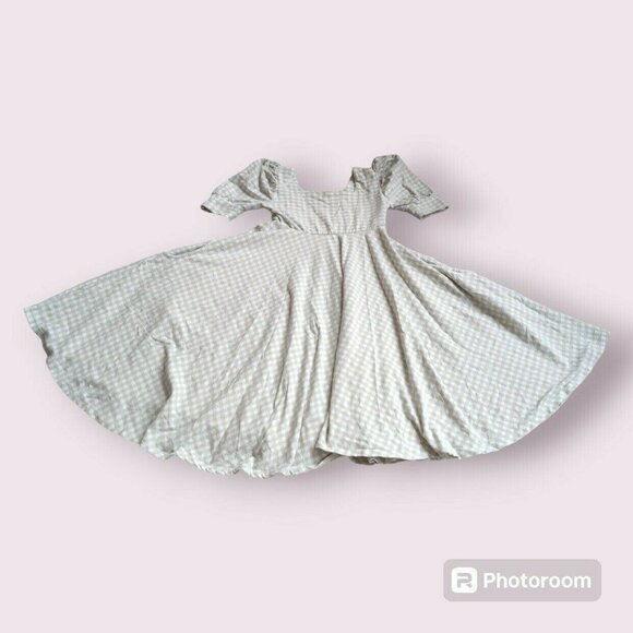 Remie Girl Adalie Dress In Green Gingham
